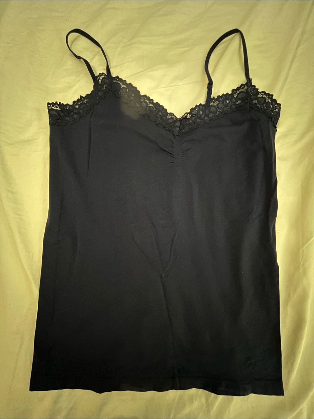 attention Navy Blue Lace-Trim Camisole Tank